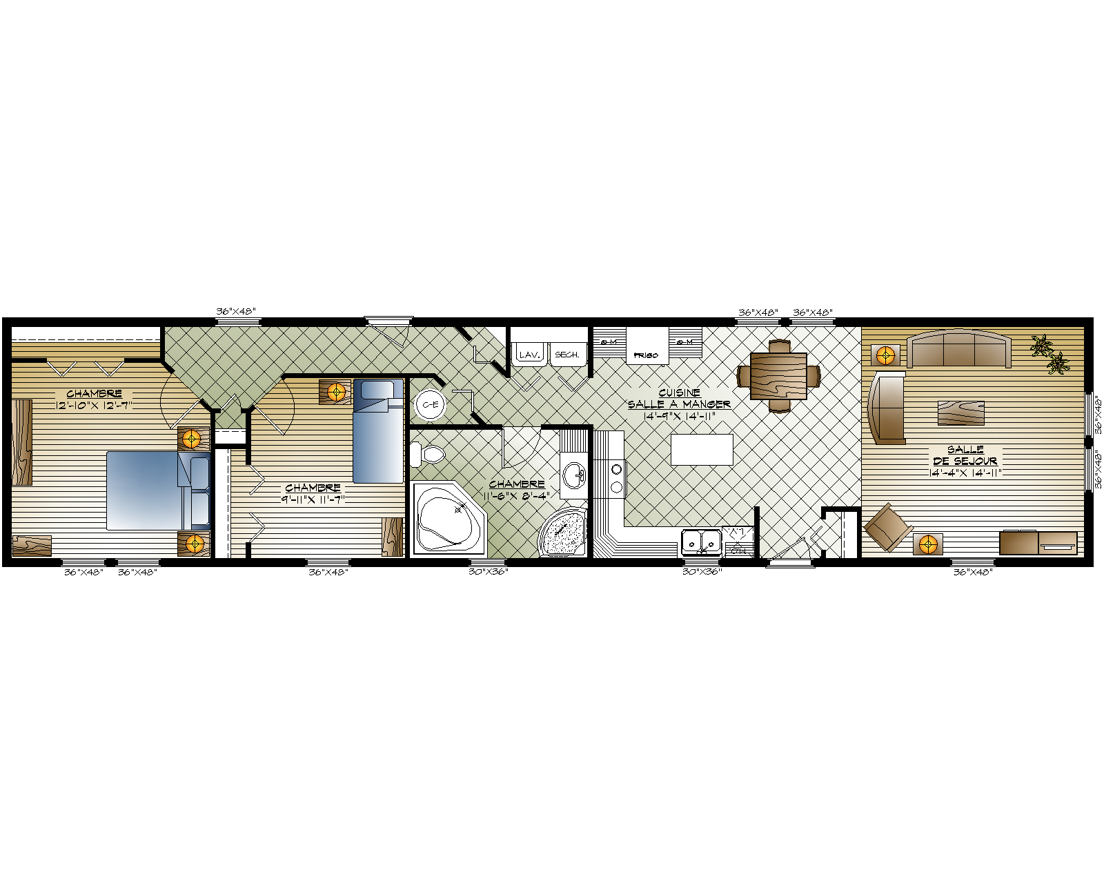 plan maison mobile 3 chambres